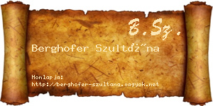 Berghofer Szultána névjegykártya